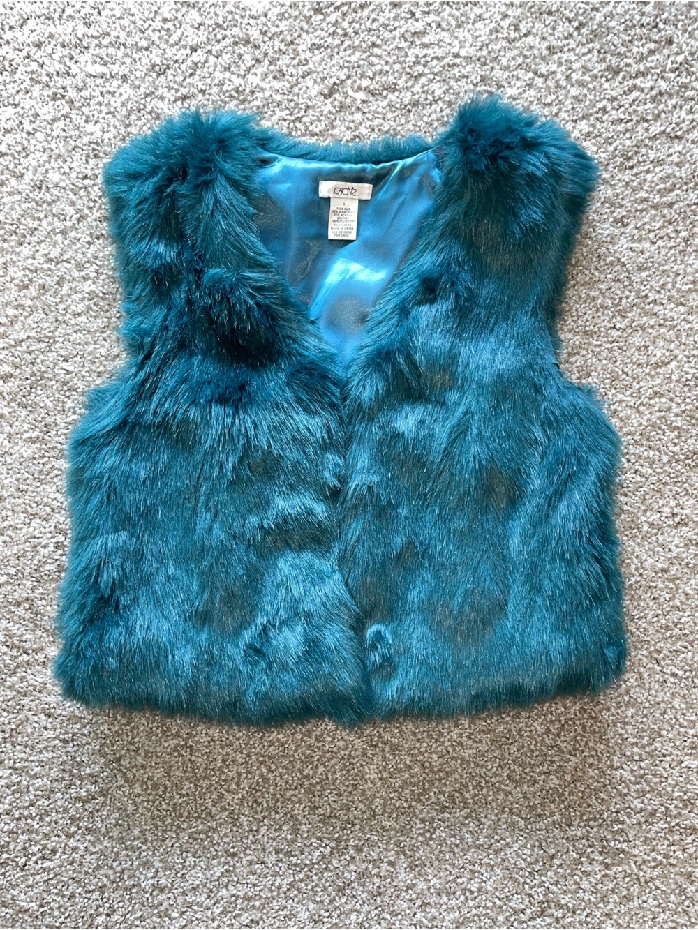 Cache Teal Faux Fur Vest S